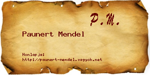 Paunert Mendel névjegykártya